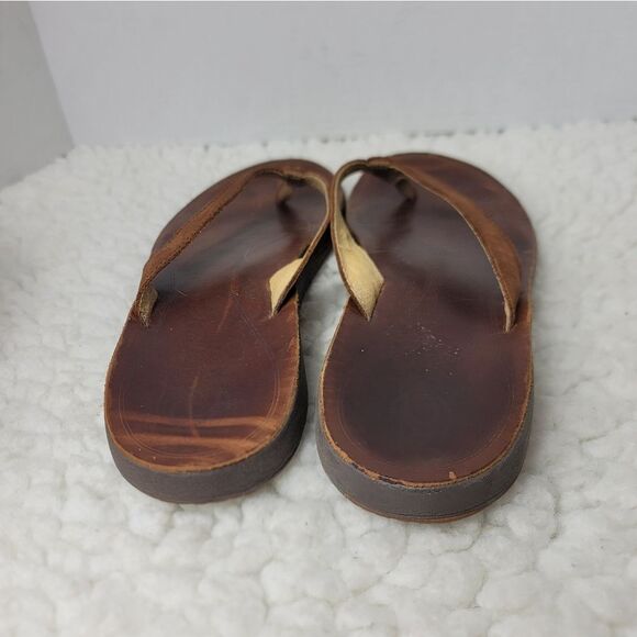 Oluka PUA-W Womens Flip Flops Beach Sandals Size 9 Brown Leather Shoes L - Picture 4 of 10